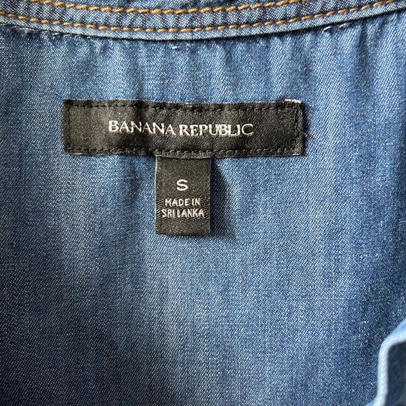 Banana Republic Chambray Denim 3/4 Sleeve Collared Dress Size Small - Picture 9 of 12